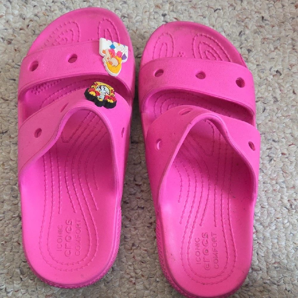 CROCS Kids Bright Pink Slide Sandals